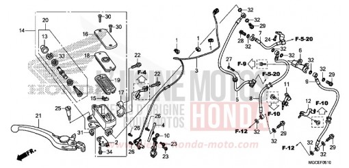 MAITRE-CYLINDRE FREIN AV. (CB1100A/SA/SAD) CB1100AE de 2014